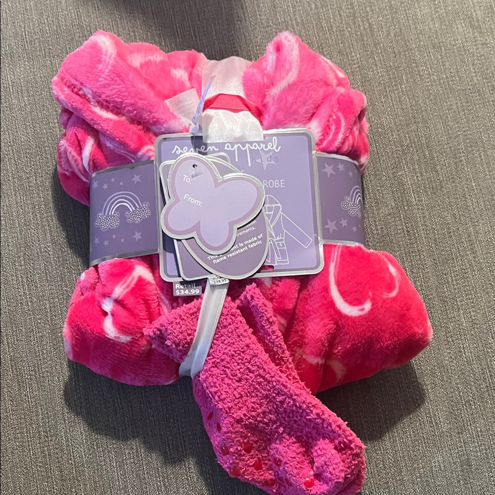 Seven7 Pink Flannel Velvet Robe for Girls